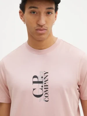 C.P. Company t-shirt bawełniany męski kolor różowy z nadrukiem 18CMTS138A005100W