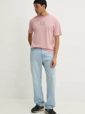 C.P. Company t-shirt bawełniany męski kolor różowy z nadrukiem 18CMTS141A005100W
