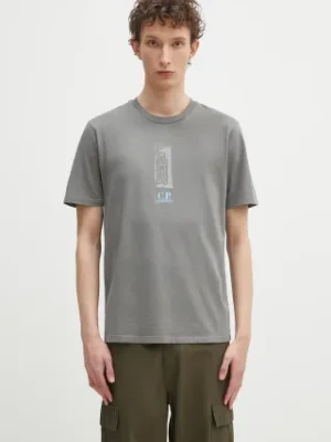 C.P. Company t-shirt bawełniany męski kolor szary z nadrukiem 18CMTS310A005431G