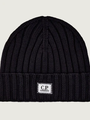 C.P. Company Wełniana czapka granatowy