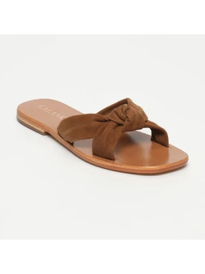 CALANK Skórzane klapki w kolorze jasnobrązowym rozmiar: 41