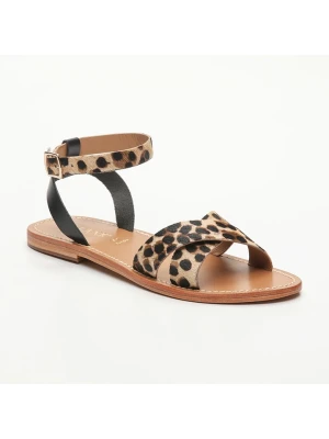 CALANK Skórzane sandały w kolorze beżowo-brązowo-czarnym rozmiar: 38