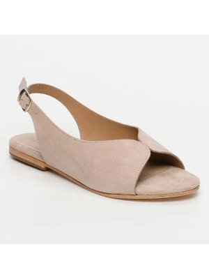 CALANK Skórzane sandały w kolorze beżowym rozmiar: 38