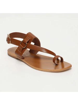 CALANK Skórzane sandały w kolorze jasnobrązowym rozmiar: 39