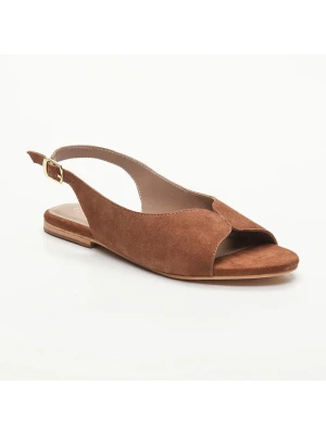 CALANK Skórzane sandały w kolorze jasnobrązowym rozmiar: 40