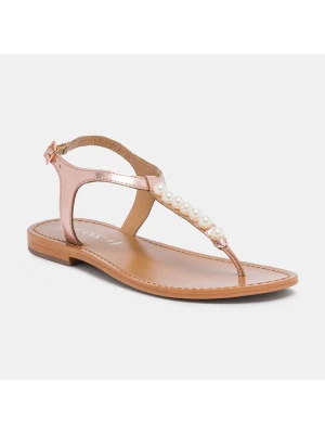 CALANK Skórzane sandały w kolorze różowozłotym rozmiar: 39