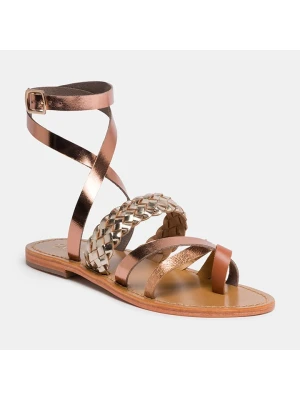 CALANK Skórzane sandały w kolorze złoto-jasnobrązowym rozmiar: 38