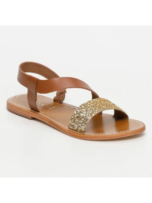 CALANK Skórzane sandały w kolorze złoto-jasnobrązowym rozmiar: 39