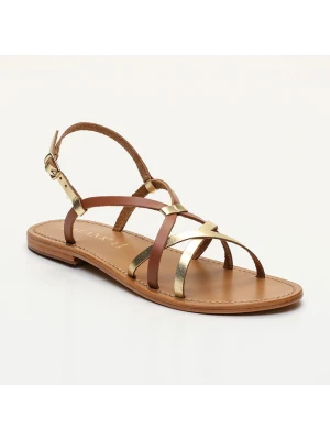 CALANK Skórzane sandały w kolorze złoto-jasnobrązowym rozmiar: 39