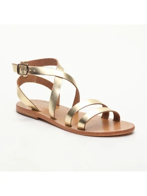 CALANK Skórzane sandały w kolorze złotym rozmiar: 41
