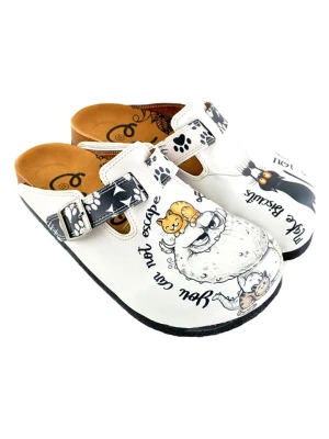 Calceo Chodaki w kolorze białym ze wzorem rozmiar: 39