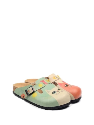 Calceo Chodaki w kolorze miętowo-beżowym ze wzorem rozmiar: 39