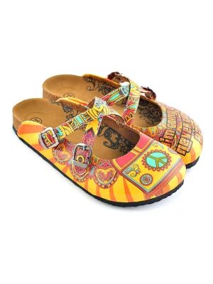 Calceo Chodaki w kolorze pomarańczowo-żółtym ze wzorem rozmiar: 40