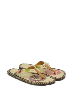 Calceo Japonki w kolorze beżowym ze wzorem rozmiar: 38