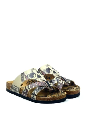 Calceo Klapki w kolorze kremowym ze wzorem rozmiar: 38