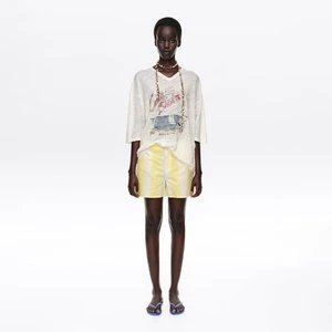 Szorty dopasowane len stripes lime light BIMBA Y LOLA STRIPES LIMELIGHT