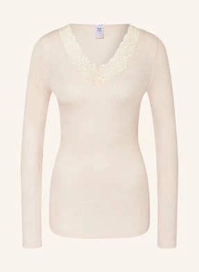 Calida Koszulka Z Długim Rękawem Silky Wool Lace Z Wełny Merino Z Dodatkiem Jedwabiu rosa