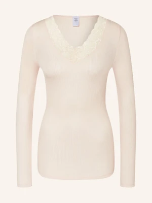 Calida Koszulka Z Długim Rękawem Silky Wool Lace Z Wełny Merino Z Dodatkiem Jedwabiu rosa