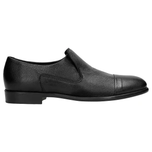 Czarne loafersy damskie ze skóry licowej 46049-51 Wojas