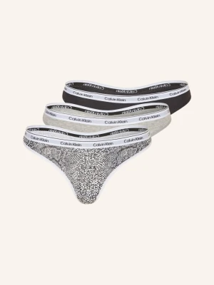 Calvin Klein 3-Pak Stringów Icon Logo grau szary