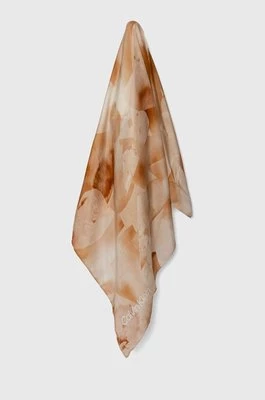 Calvin Klein apaszka jedwabna kolor beżowy wzorzysta