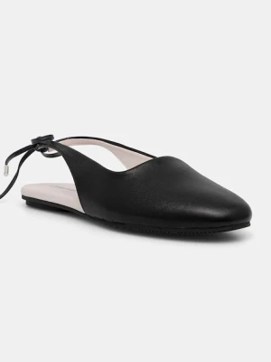 Calvin Klein baleriny skórzane BALLERINA SLING BACK LTH czarny