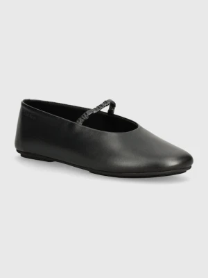 Calvin Klein baleriny skórzane BALLERINA W/STRAP PEARL LTH