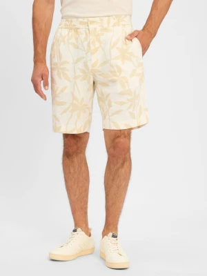 Calvin Klein Bermudy z zawartością lnu Mężczyźni len beżowy wzorzysty,