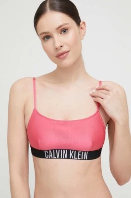 Calvin Klein biustonosz kąpielowy kolor fioletowy lekko usztywniona miseczka