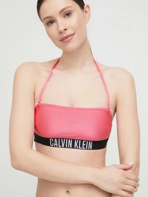 Calvin Klein biustonosz kąpielowy kolor fioletowy lekko usztywniona miseczka