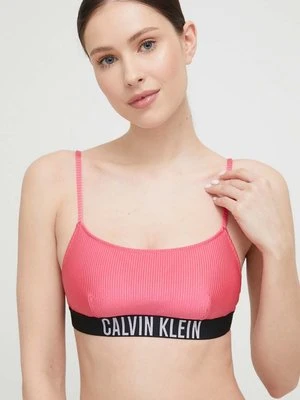 Calvin Klein biustonosz kąpielowy kolor fioletowy lekko usztywniona miseczka