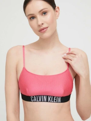 Calvin Klein biustonosz kąpielowy kolor fioletowy lekko usztywniona miseczka