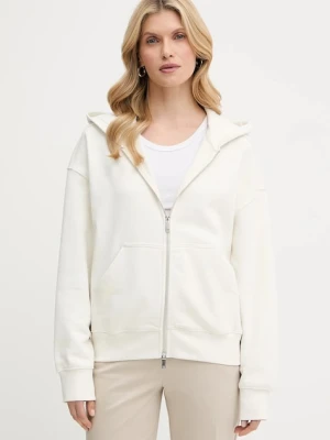 Calvin Klein bluza bawełniana damska kolor beżowy z kapturem gładka LV044C211G