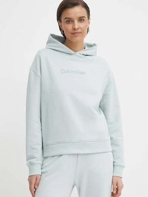 Calvin Klein bluza bawełniana damska kolor niebieski z kapturem K20K205449