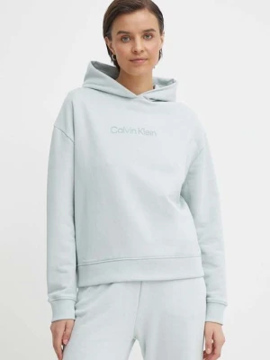 Calvin Klein bluza bawełniana damska kolor niebieski z kapturem K20K205449