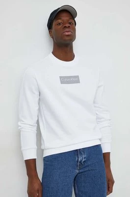 Calvin Klein bluza bawełniana męska kolor biały z aplikacją