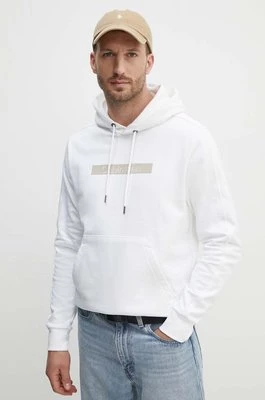 Calvin Klein bluza bawełniana męska kolor biały z kapturem z aplikacją K10K113090