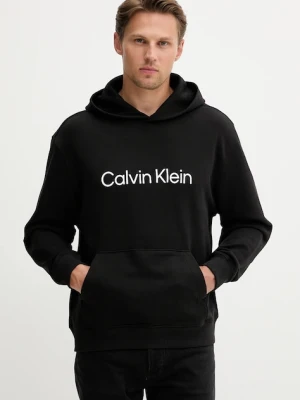 Calvin Klein bluza bawełniana męska kolor czarny z kapturem z nadrukiem LV14LD231G