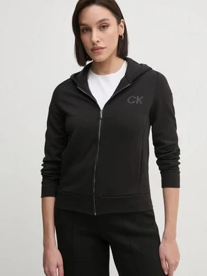 Calvin Klein bluza damska kolor czarny z kapturem z aplikacją K20K207955