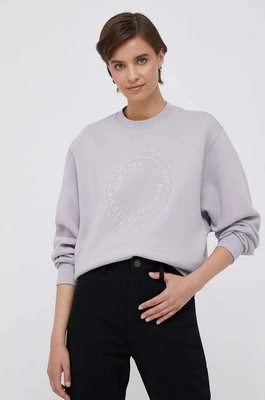 Calvin Klein bluza damska kolor fioletowy z aplikacją