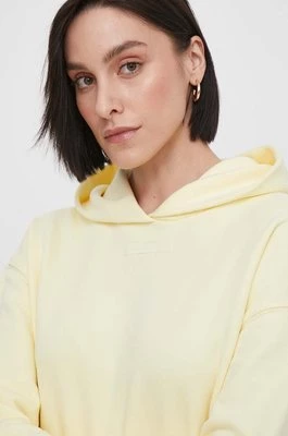 Calvin Klein bluza damska kolor żółty z kapturem gładka