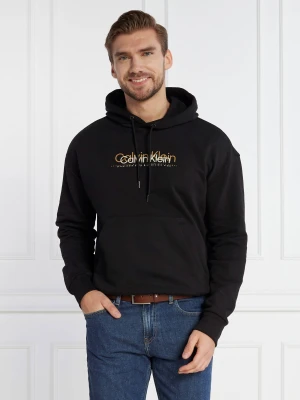 Calvin Klein Bluza DOUBLE FLOCK LOGO HOODIE | Regular Fit czarny