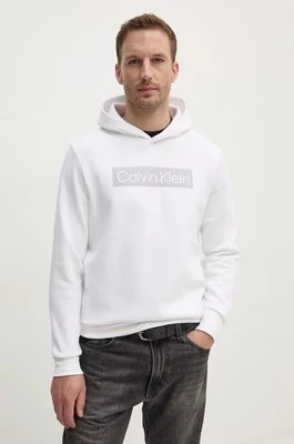 Calvin Klein bluza męska kolor biały z kapturem z nadrukiem K10K113552