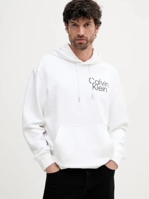 Calvin Klein bluza męska kolor biały z kapturem z nadrukiem LV04RC288G