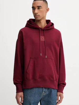 Calvin Klein bluza męska kolor bordowy z kapturem z aplikacją LV14LD225G