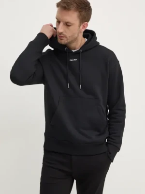 Calvin Klein bluza męska kolor czarny z kapturem z aplikacją K10K112871