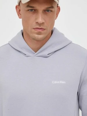 Calvin Klein bluza męska kolor szary z kapturem gładka