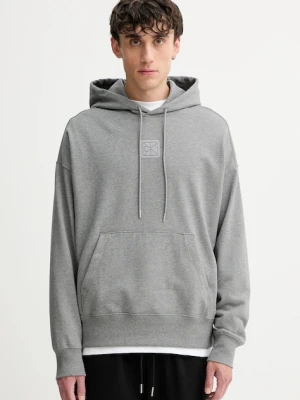 Calvin Klein bluza męska kolor szary z kapturem z aplikacją LV14LD225G
