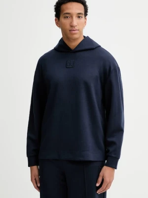 Calvin Klein bluza z dodatkiem wełny kolor granatowy z kapturem LV04LD211G