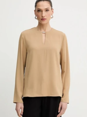 Calvin Klein bluzka damska kolor beżowy gładka LV044E903G